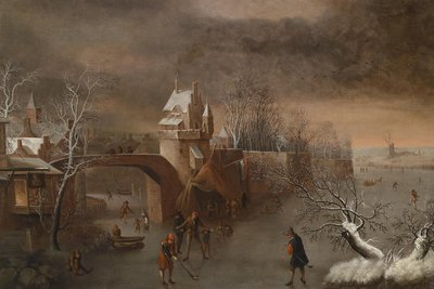 Ice Skating at the City Wall by Anthonie Beerstraaten